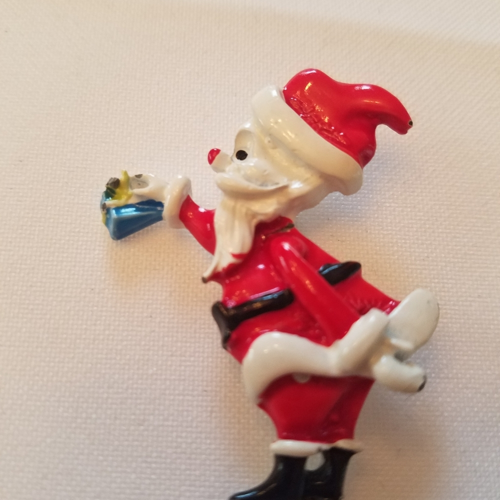 Vintage enameled Santa Brooch